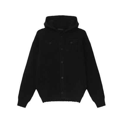 Knit Hooded Cardigan