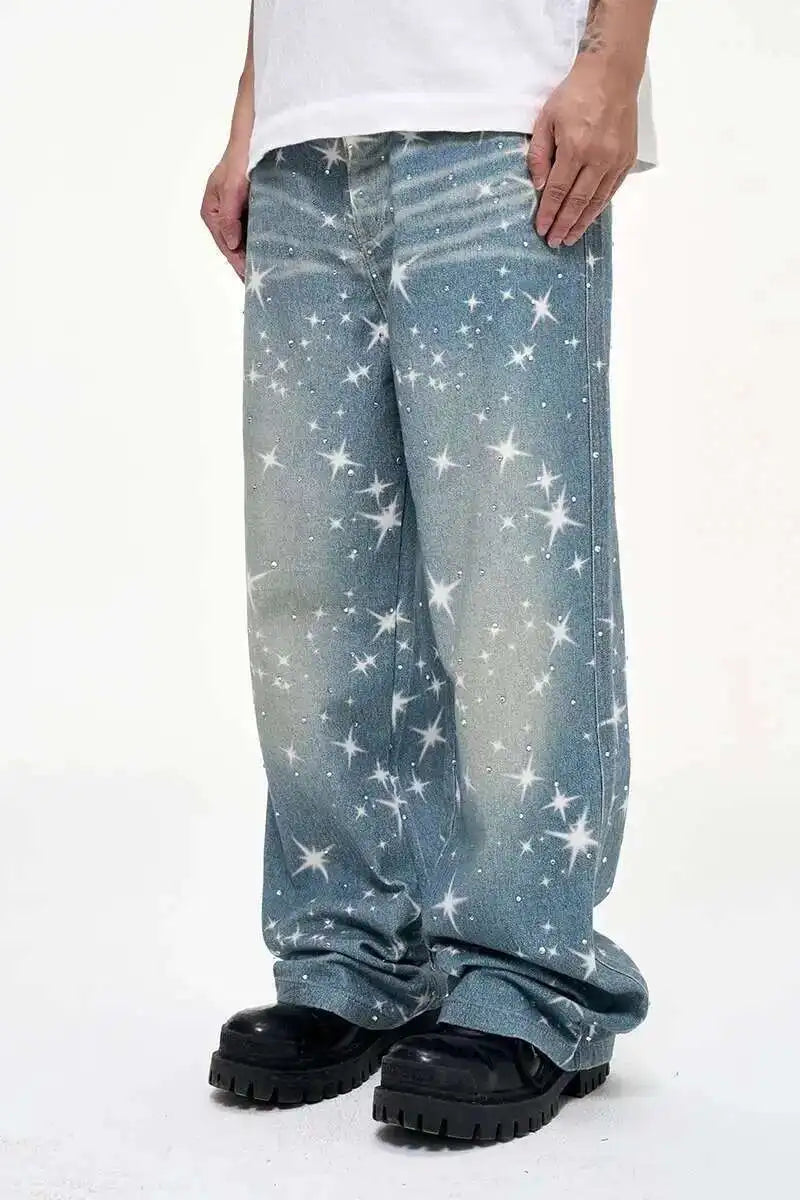 Star & Rhinestone Baggy Jeans