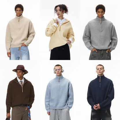 Quarter Zip Ribbed Turtleneck Sweater