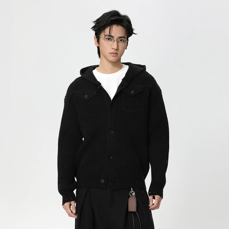 Knit Hooded Cardigan