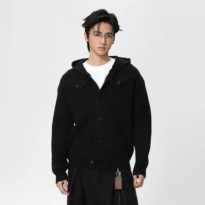 Knit Hooded Cardigan