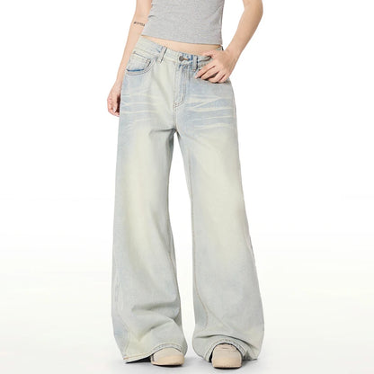 Whiskered Light Blue Washed Jeans