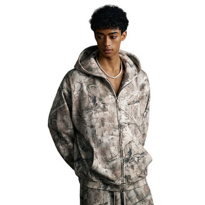 Light Camo Double Zip Up Hoodie