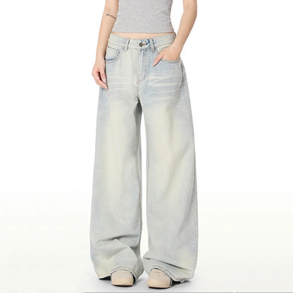 Whiskered Light Blue Washed Jeans