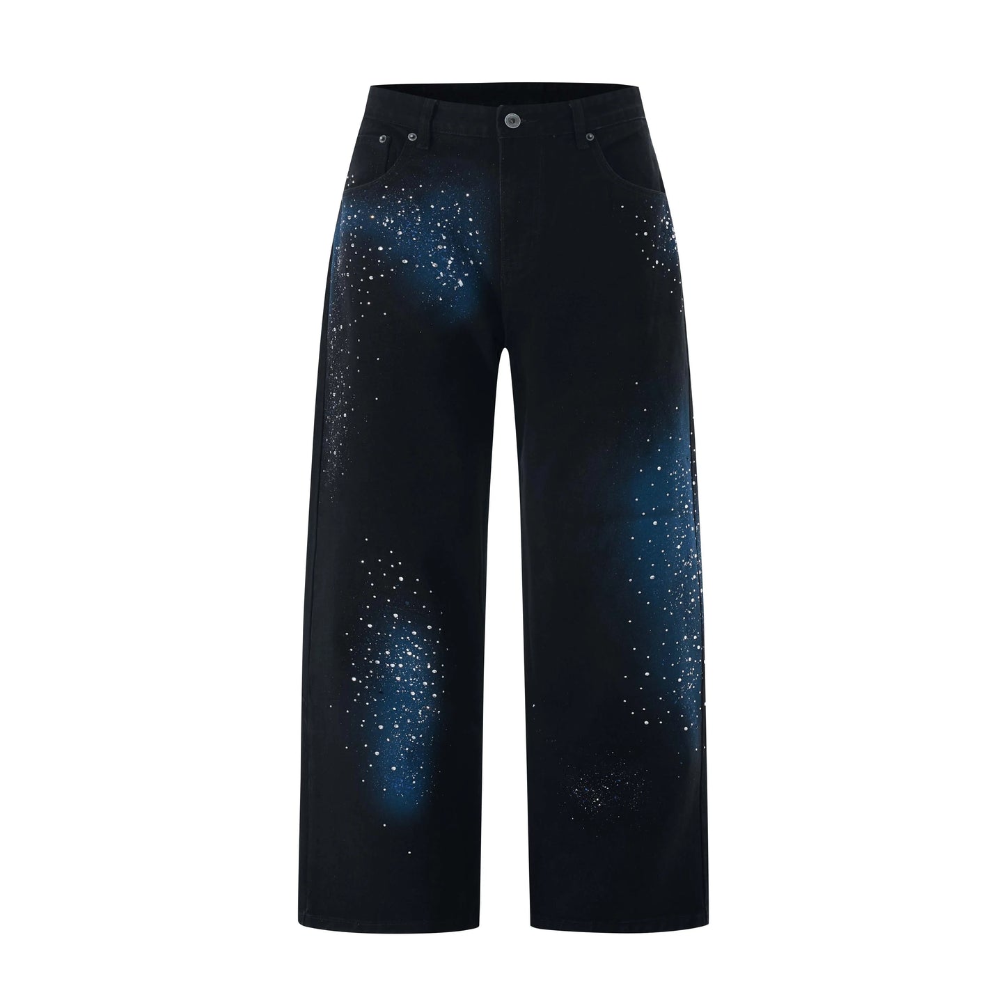 Spray Painted Black Baggy Jeans