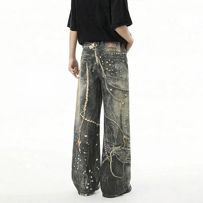 Graphic Chain Baggy Jeans