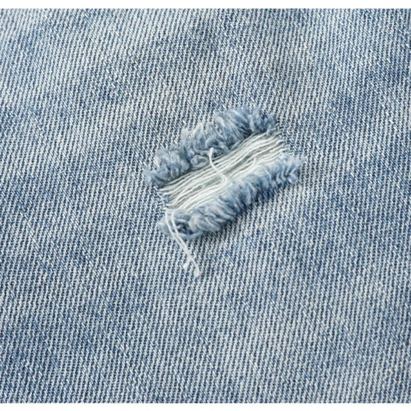 Distressed Light Blue Wide Leg Jeans