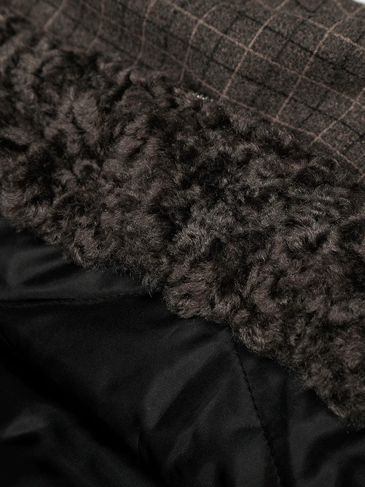 Plaid Jacket w/ Fur-Lined Collar