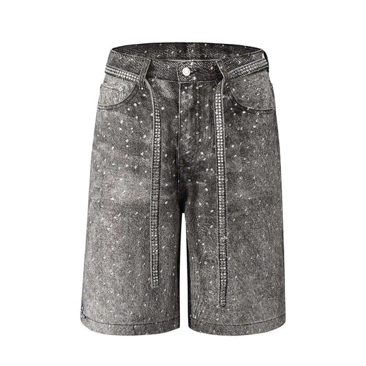 Rhinestone Built In Belt Baggy Jorts