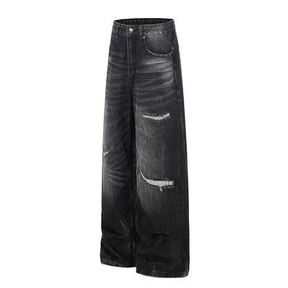 Black Washed & Distressed Baggy Jeans
