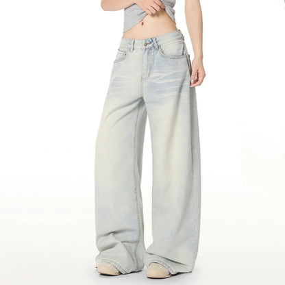 Whiskered Light Blue Washed Jeans