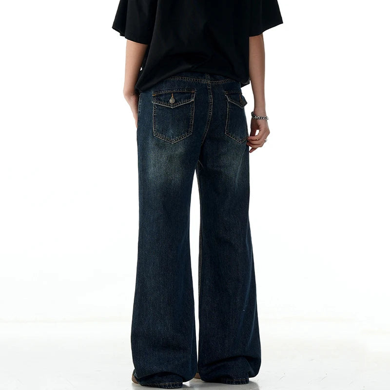 Dark Indigo Rinse Wash Baggy Jeans