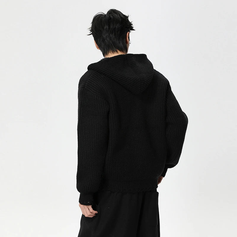 Knit Hooded Cardigan