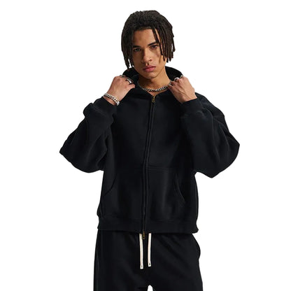 Boxy Double Zip Up Hoodie