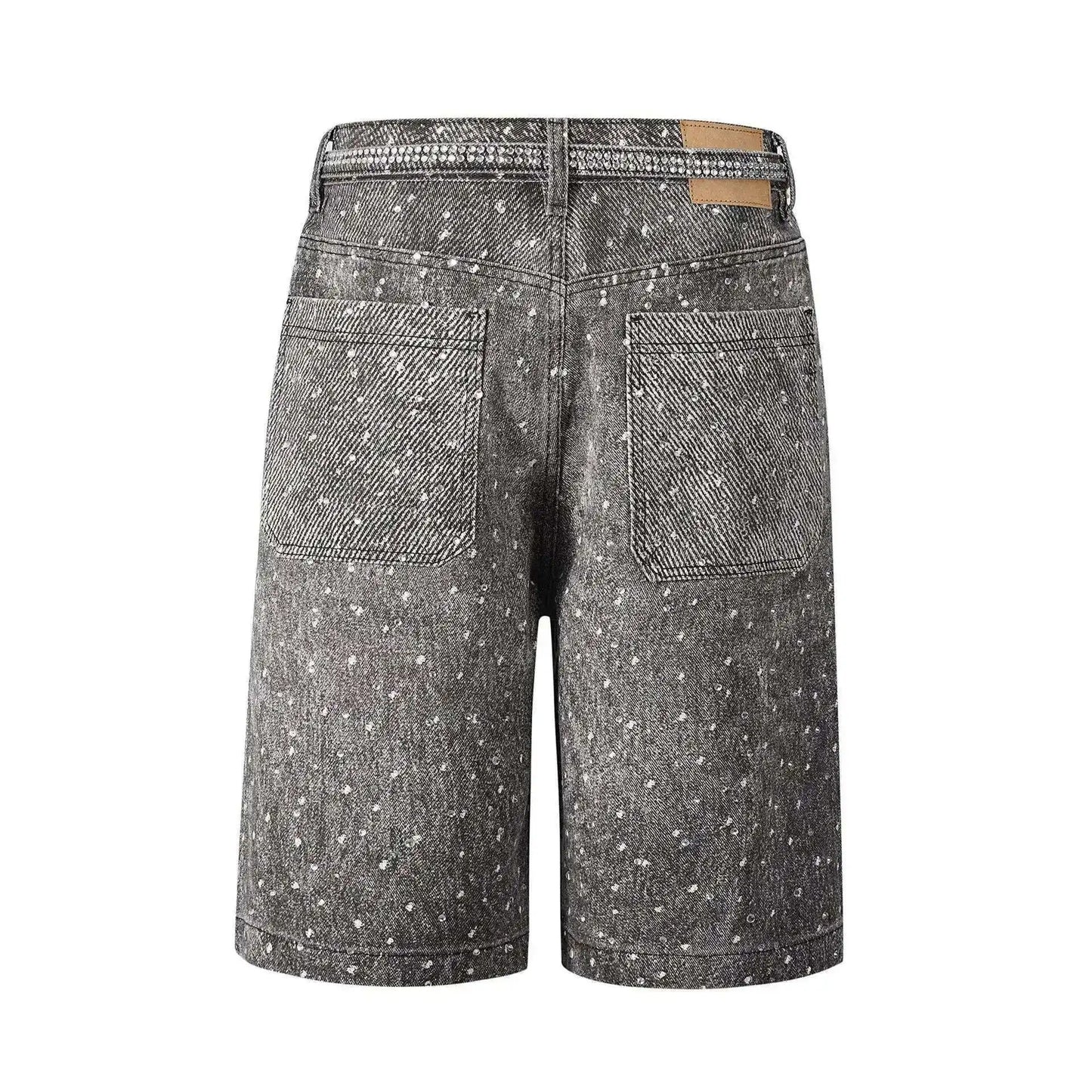 Rhinestone Built In Belt Baggy Jorts