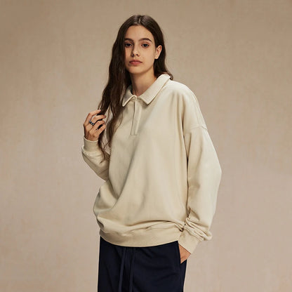 Quarter Button-Up Long Sleeve Polo