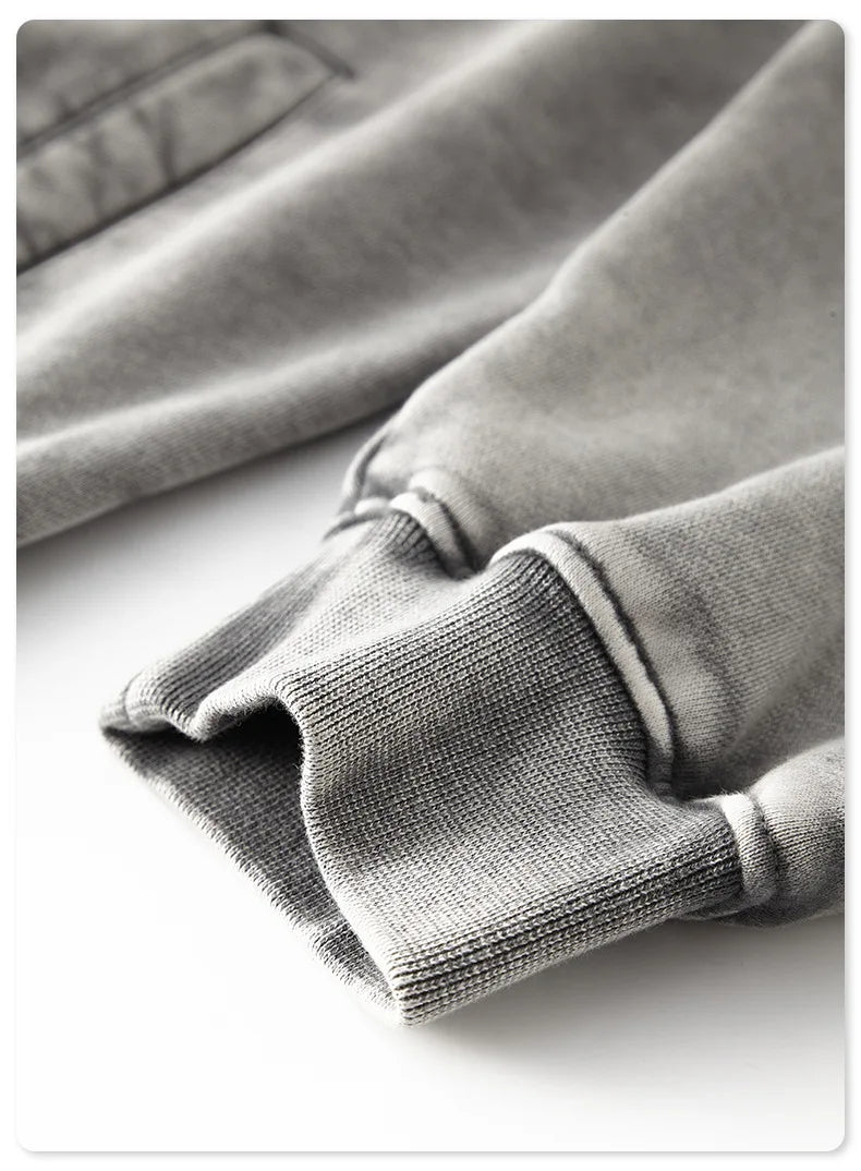 Faded Double Zip Up Fleece Bomber Jacket