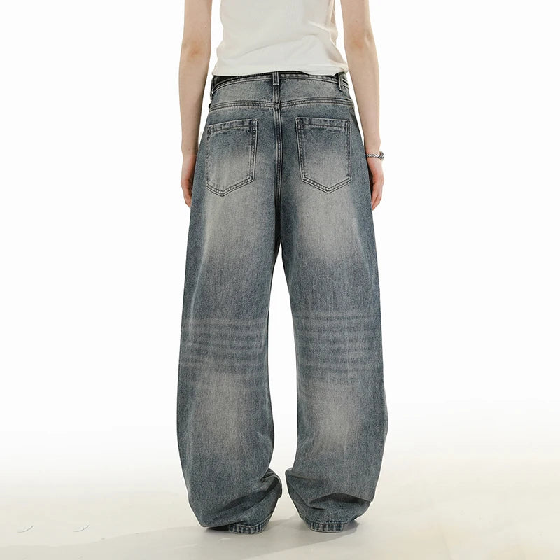 Blue-Gray Paint Splatter Gray Baggy Jeans
