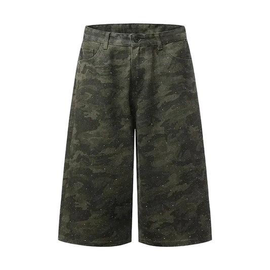Rhinestone Camo Baggy Long Jorts