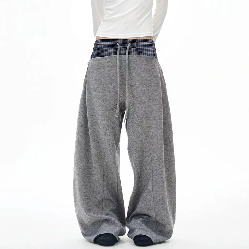Plaid To Gray Baggy Sweatpants