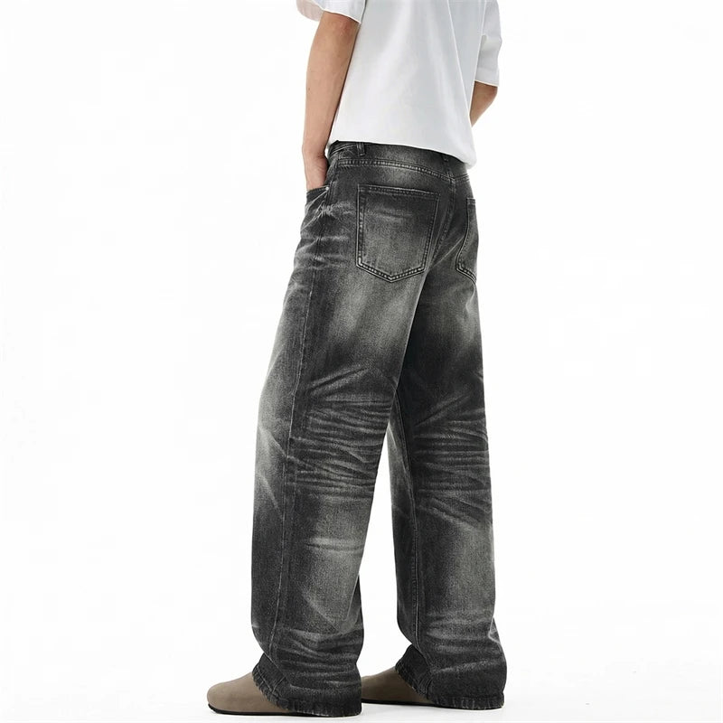 Faded Black Button Fly Baggy Jeans