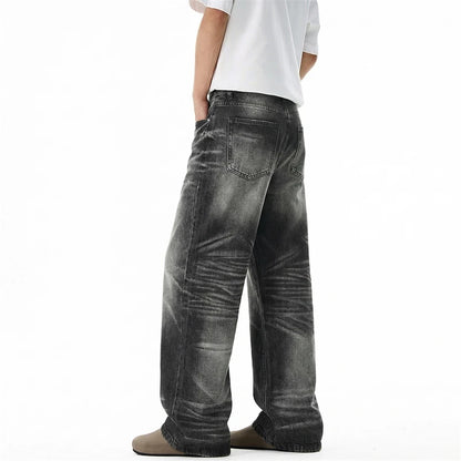 Faded Black Button Fly Baggy Jeans