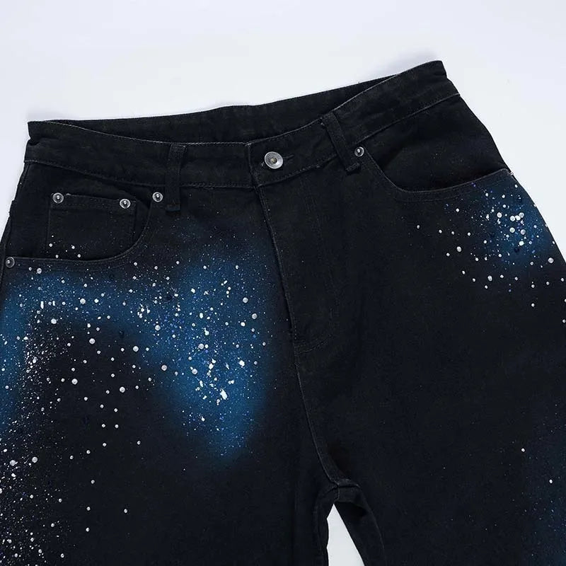 Spray Painted Black Baggy Jeans