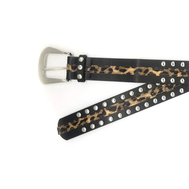 Rivet Leopard Belt