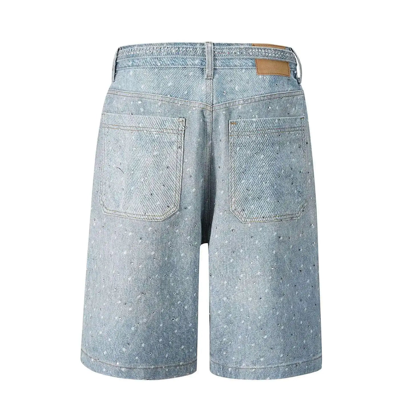 Rhinestone Built In Belt Baggy Jorts