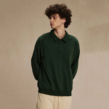 Quarter Button-Up Long Sleeve Polo