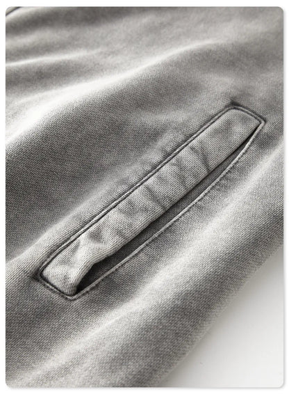 Faded Double Zip Up Fleece Bomber Jacket