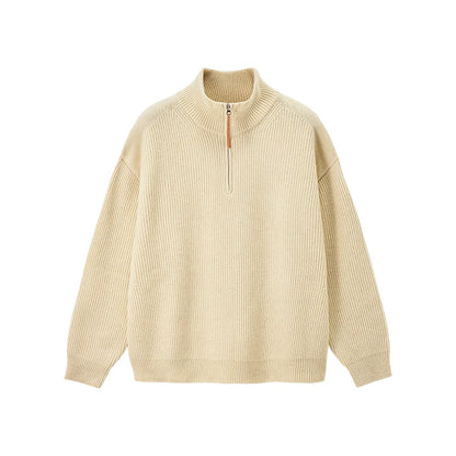 Quarter Zip Ribbed Turtleneck Sweater