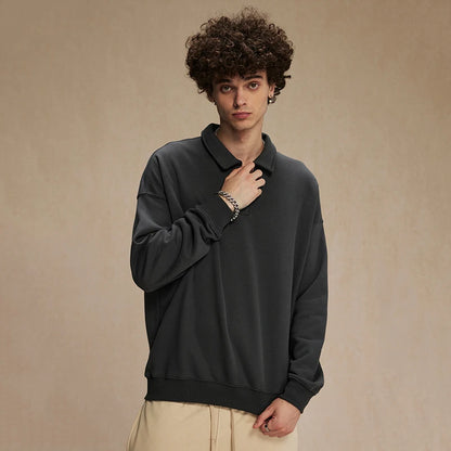 Quarter Button-Up Long Sleeve Polo