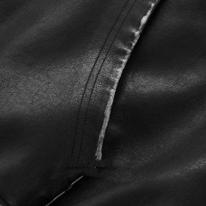 Vintage Hooded Leather Zip Up Jacket