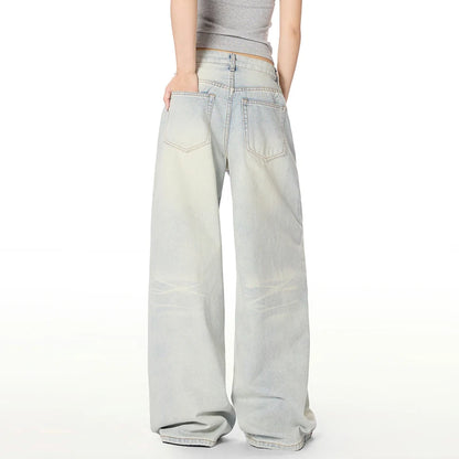 Whiskered Light Blue Washed Jeans