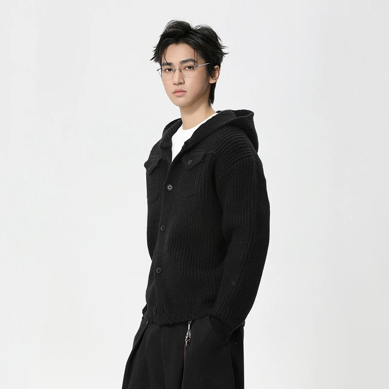 Knit Hooded Cardigan
