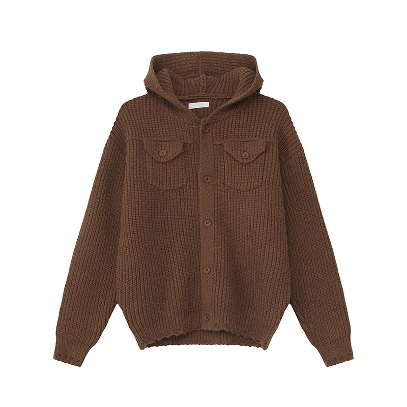 Knit Hooded Cardigan
