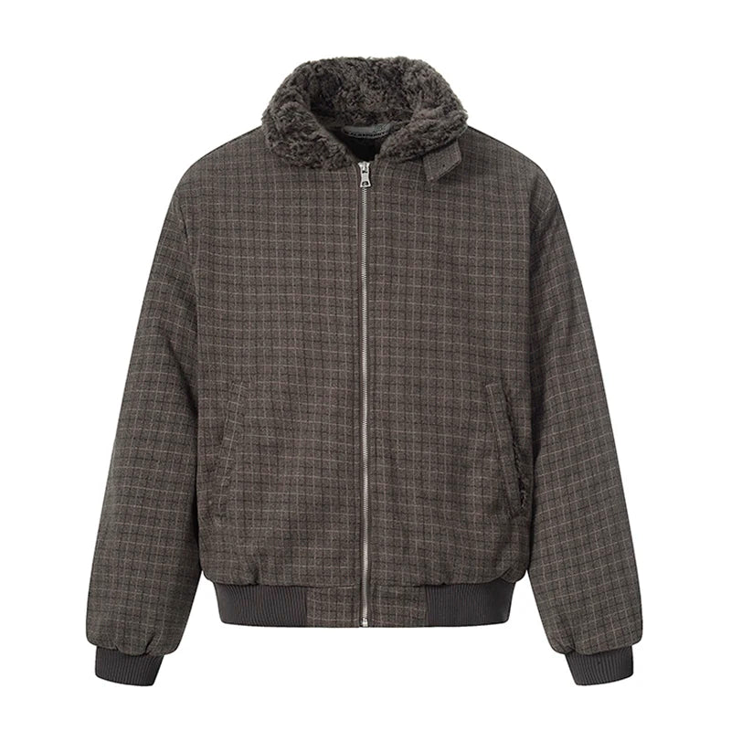 Plaid Jacket w/ Fur-Lined Collar