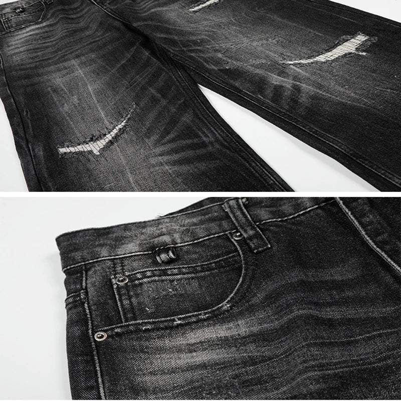 Black Washed & Distressed Baggy Jeans