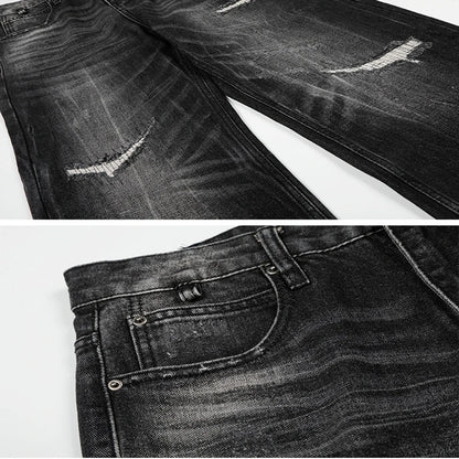 Black Washed & Distressed Baggy Jeans