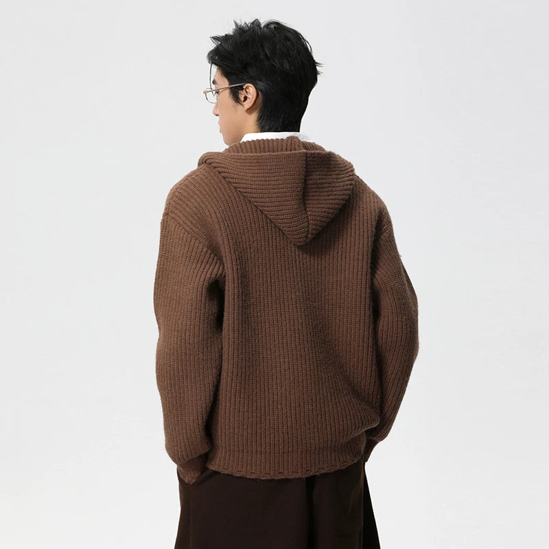 Knit Hooded Cardigan