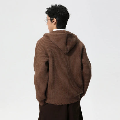Knit Hooded Cardigan
