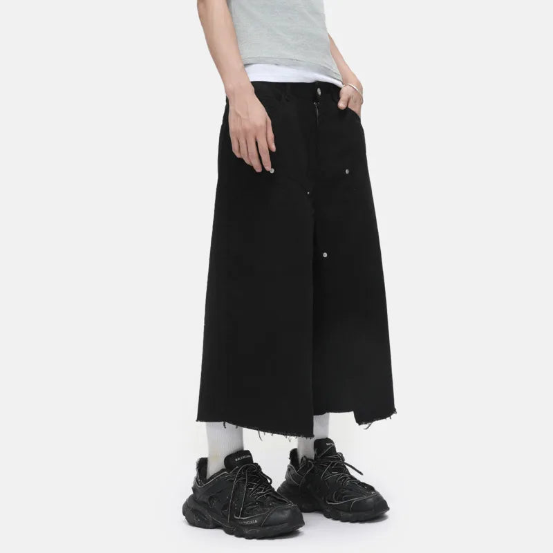 Raw Edge Double Knee Baggy Long Jorts