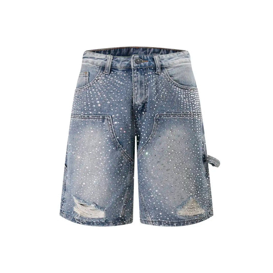 Rhinestone Double Knee Baggy Jorts