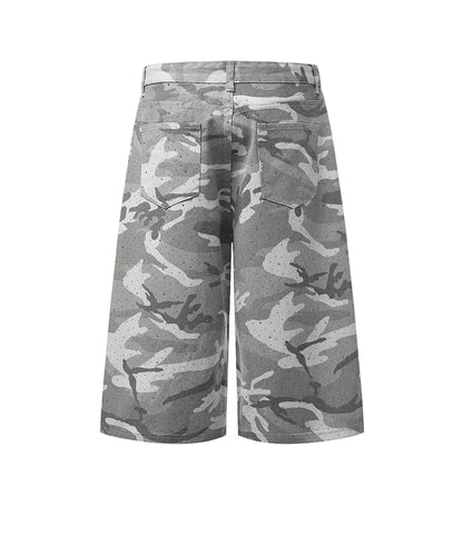 Rhinestone Camo Baggy Long Jorts