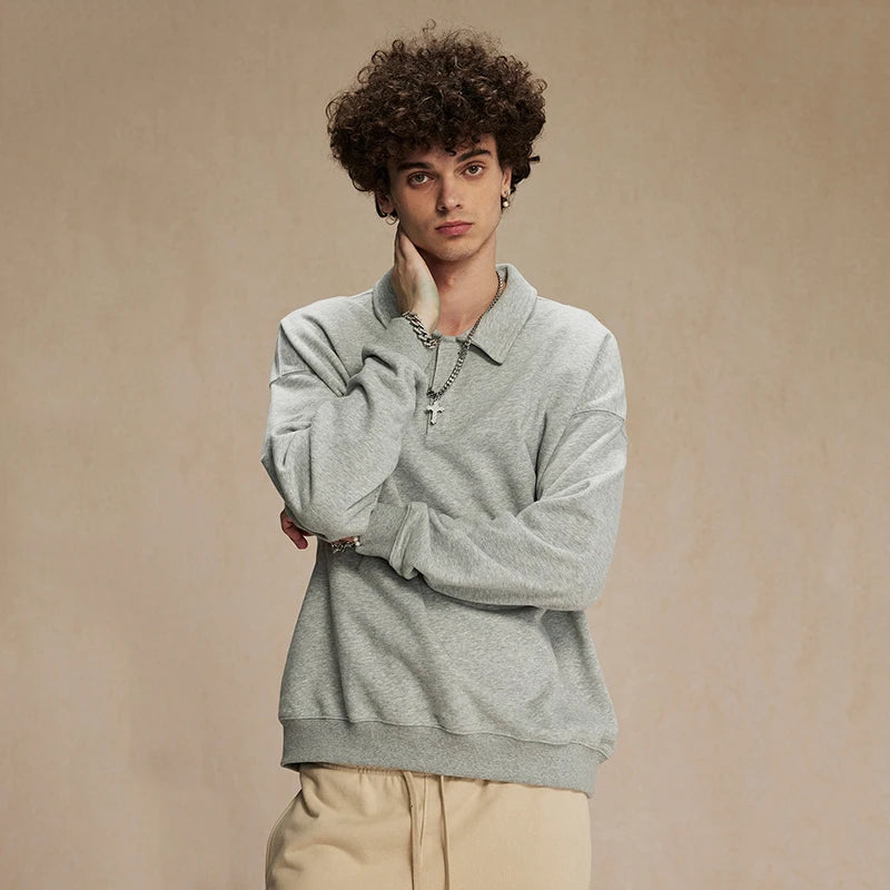 Quarter Button-Up Long Sleeve Polo