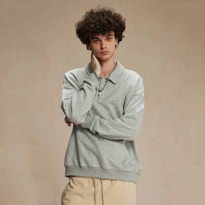 Quarter Button-Up Long Sleeve Polo