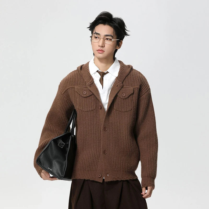 Knit Hooded Cardigan