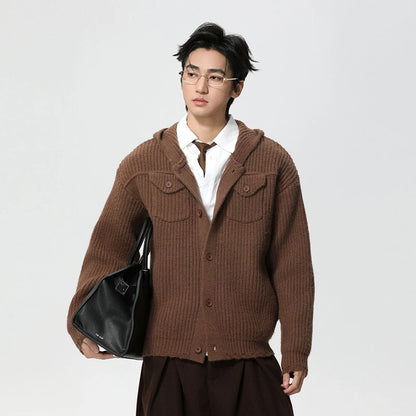 Knit Hooded Cardigan