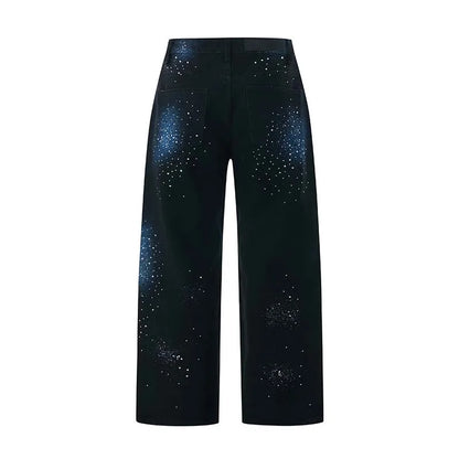 Spray Painted Black Baggy Jeans